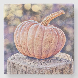 Posavasos De Piedra Vintage Fall calabazas de otoño acuarela