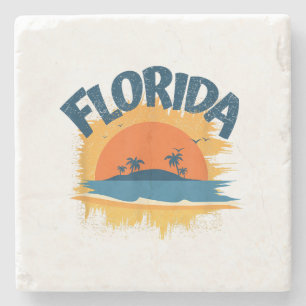 Posavasos De Piedra Vintage Florida Retro Tee Design Sunshine