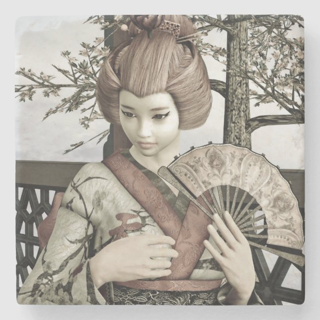 Posavasos De Piedra Vintage Geisha (Anverso)