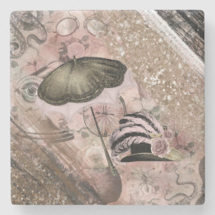 Posavasos De Piedra Vintage Grunge Steampunk Glam Gorra victoriano
