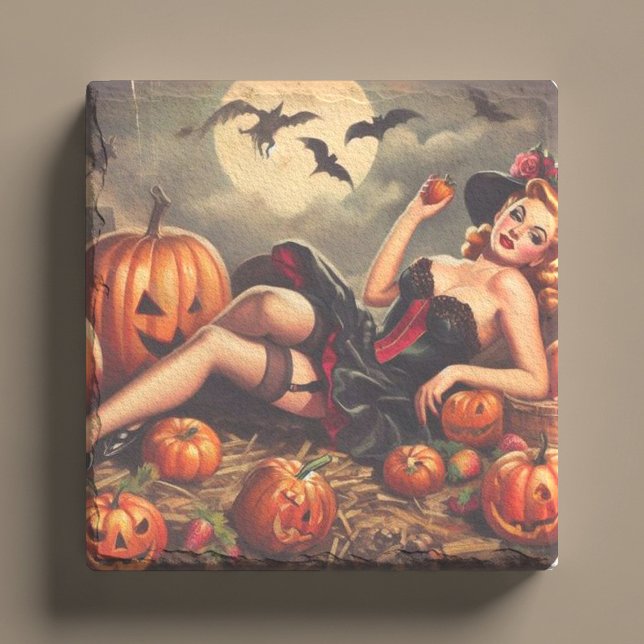 Posavasos De Piedra Vintage Halloween Pin Up (Subido por el creador)