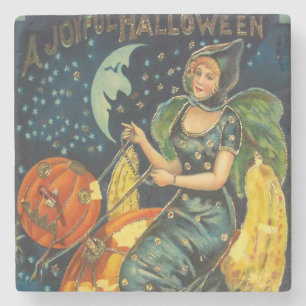 Posavasos De Piedra Vintage Halloween Witch Poster