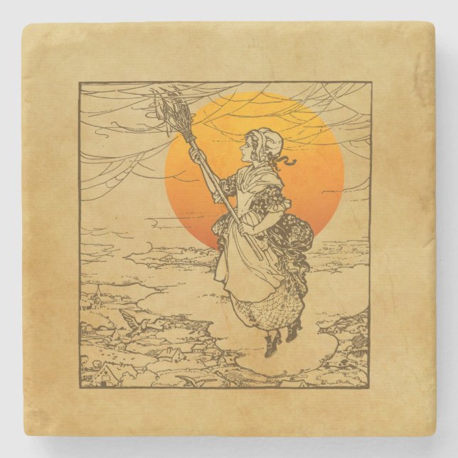 Posavasos De Piedra Vintage Halloween Witch Stone Coaster (Anverso)