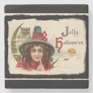 Posavasos De Piedra Vintage Jolly Halloween Witch