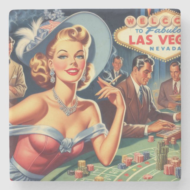 Posavasos De Piedra Vintage Las Vegas Casino (Anverso)