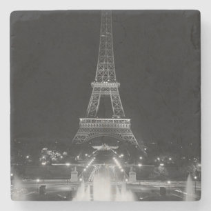 Posavasos De Piedra Vintage Paris Fontains Torre Eiffel noche