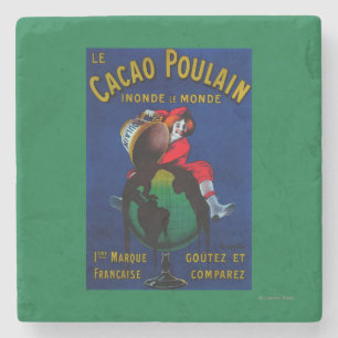 Posavasos De Piedra Vintage PosterEurope de Poulain del cacao
