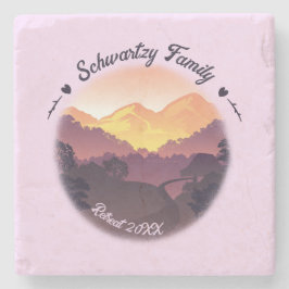 Posavasos De Piedra Vintage Purple Yellow Farmhouse Mountain Sunset