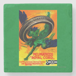 Posavasos De Piedra Vintage real PosterEurope del cordón de Neumatico