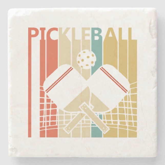 Posavasos De Piedra Vintage Retro Pickleball (Anverso)