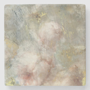 Posavasos De Piedra Vintage Rosa Floral Con Acentos De Oro