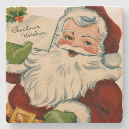 Posavasos De Piedra Vintage Santa Claus da deseos a los Navidades