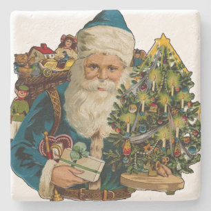 Posavasos De Piedra Vintage Santa Claus entregando regalos