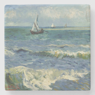 Posavasos De Piedra Vintage Seascape cerca de Les Saintes-Maries-de-la