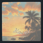 Posavasos De Piedra Vintage Style Hawaiian Travel Coast Sea Sunset<br><div class="desc">Hula Girl - Carnival - Aloha Honolulu Caribbean Travel Artworks - Vintage Hawaiian Advertisement</div>