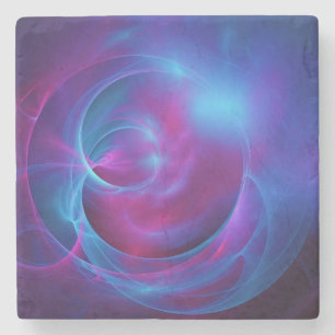 Posavasos De Piedra Violeta Azul y Rosa fractal cósmico remolino