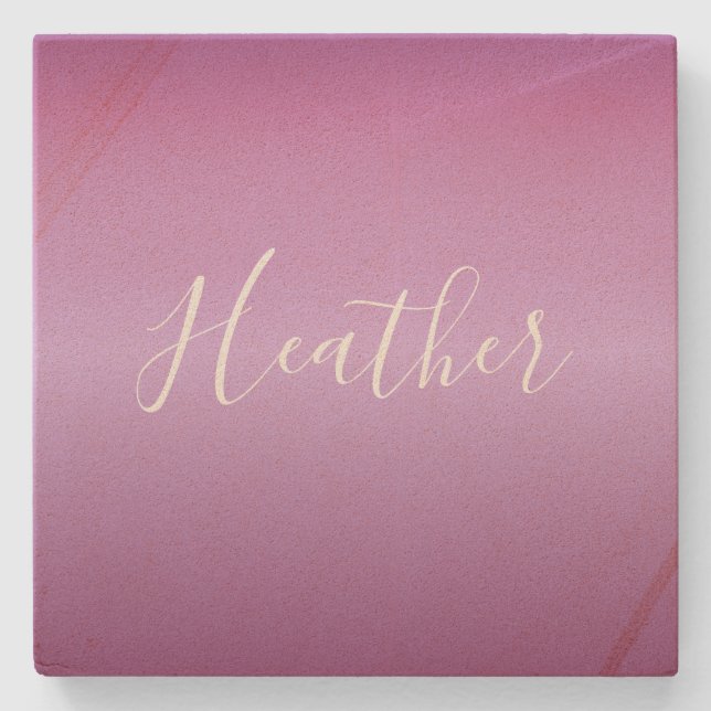 Posavasos De Piedra Violeta Púrpura y Secuencia Blanca Personalizada (Anverso)
