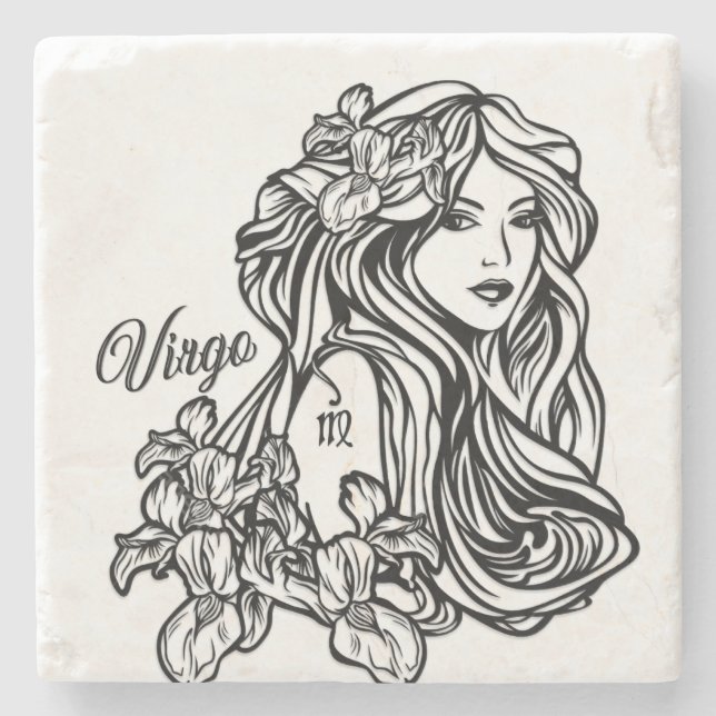 Posavasos De Piedra Virgo El Zodiaco Virgen (Anverso)