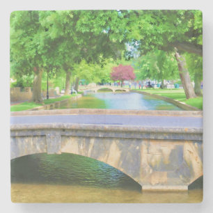 Posavasos De Piedra Vista de Bourton en el agua