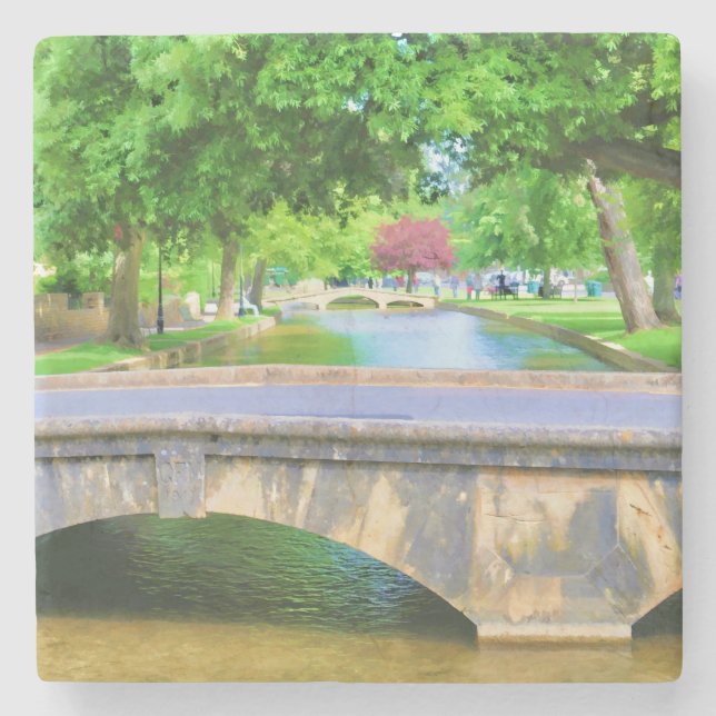 Posavasos De Piedra Vista de Bourton en el agua (Anverso)