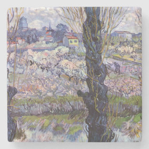 Posavasos De Piedra Vista de Van Gogh de Arles Huertos en Flor Impresi