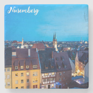 Posavasos De Piedra Vista del casco antiguo de Nuremberg de noche