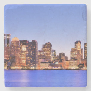 Posavasos De Piedra Vista del distrito financiero de Boston céntrica