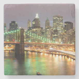 Posavasos De Piedra Vista del Lower Manhattan y del puente de Brooklyn