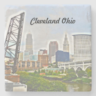 Posavasos De Piedra Vista del río Cleveland