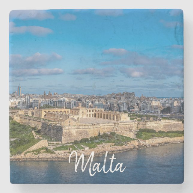 Posavasos De Piedra Vista panorámica de Sliema en Malta (Anverso)