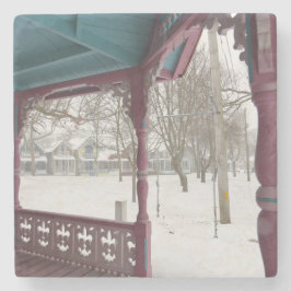 Posavasos De Piedra Vista Porch en un día de nieve - Viñetería de Mart