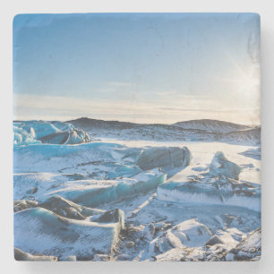 Posavasos De Piedra Vista sobre el lago glacial congelado