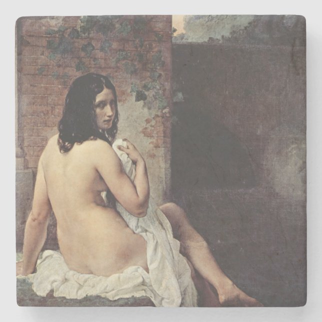 Posavasos De Piedra Vista trasera de una pluma (Francesco Hayez) (Anverso)