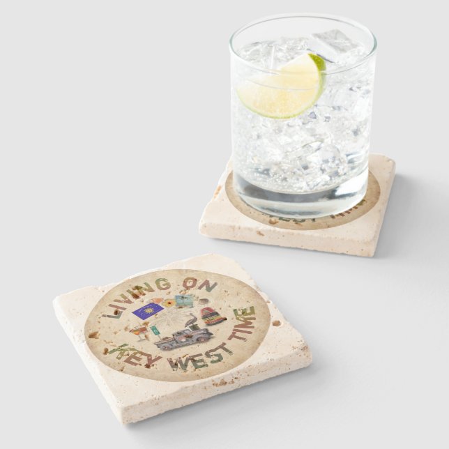 Posavasos De Piedra Vivir en tiempo clave oeste (Lateral)