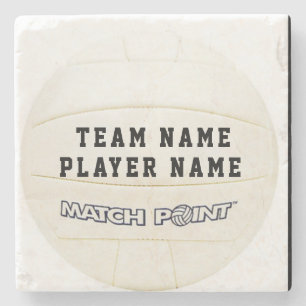POSAVASOS DE PIEDRA VOLEIBOL BLANCO PERSONALIZADO COSTERO DE PIEDRA
