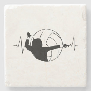 Posavasos De Piedra Voleibol - Latido del corazón del jugador de volei