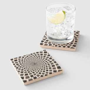Posavasos De Piedra Vórtice de Cuadrado Monocromo