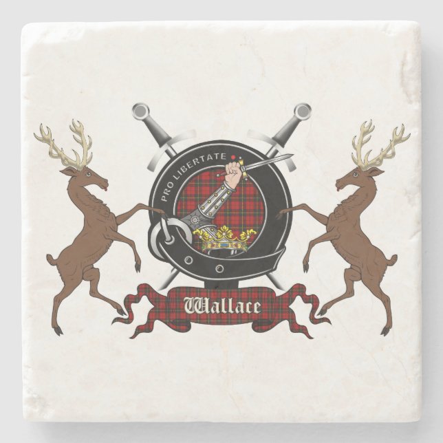 Posavasos De Piedra Wallace Clan Badge & Tartan Coasters (Anverso)