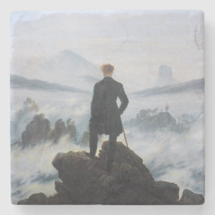 Posavasos De Piedra Wanderer encima del mar de niebla (por C.D. Friedr
