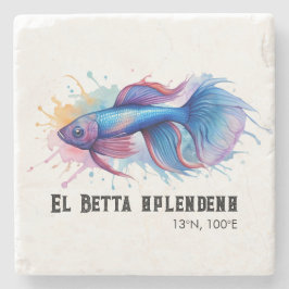 Posavasos De Piedra Watercolor Series: Betta Fish