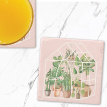 Watercolor Tropical House Planta Rosa