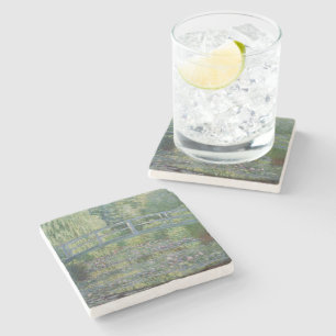 Posavasos De Piedra Waterlilies y el puente japonés