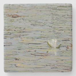 Posavasos De Piedra Waterlily Pond Lake Flower I Stone Coaster