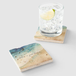 Posavasos De Piedra Waves del océano playa