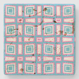 Posavasos De Piedra Wavy Square Travertine Coasters