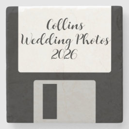 Posavasos De Piedra Wedding Photos Stone Coaster | Retro Floppy Disk