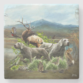 Posavasos De Piedra Weimaraner, "Fantasma gris"