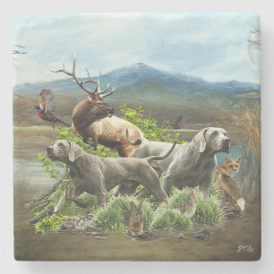 Posavasos De Piedra Weimaraner, "Fantasma gris"