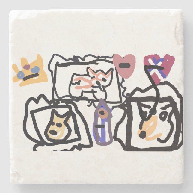 Posavasos De Piedra Welsh Corgi hearts  (Anverso)