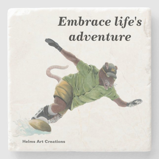 Posavasos De Piedra Werererder Snowboarder Sport Fantasy Stone Coaster (Anverso)